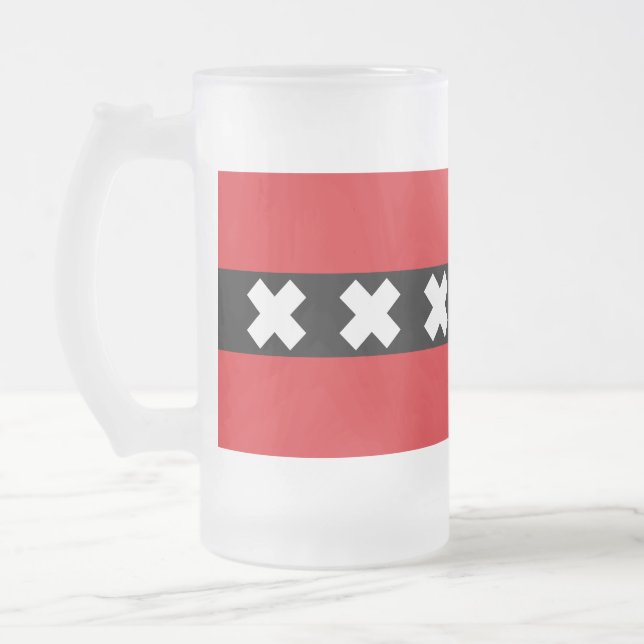 Taza De Cristal Esmerilado Bandera de Amsterdam, Países Bajos (Izquierda)