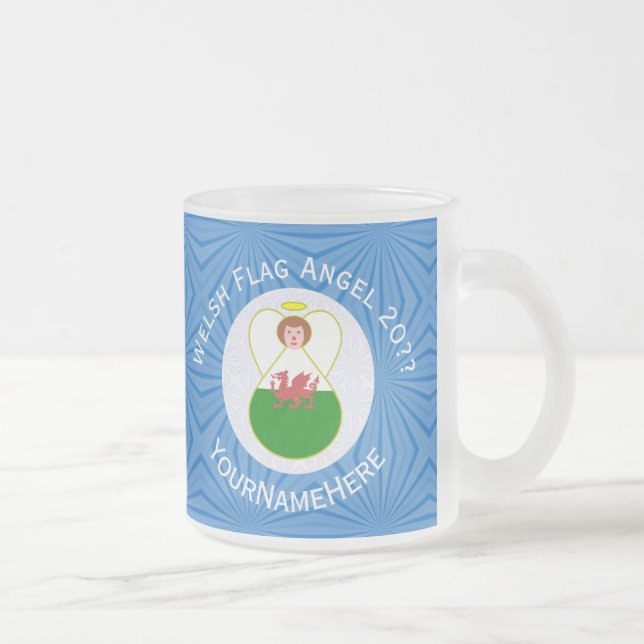 Taza De Cristal Esmerilado Bandera de Angel Hanukkah galesa personalizada (Derecha)