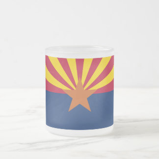 Taza De Cristal Esmerilado Bandera de Arizona: Estrella Sol Poniente, El Esta