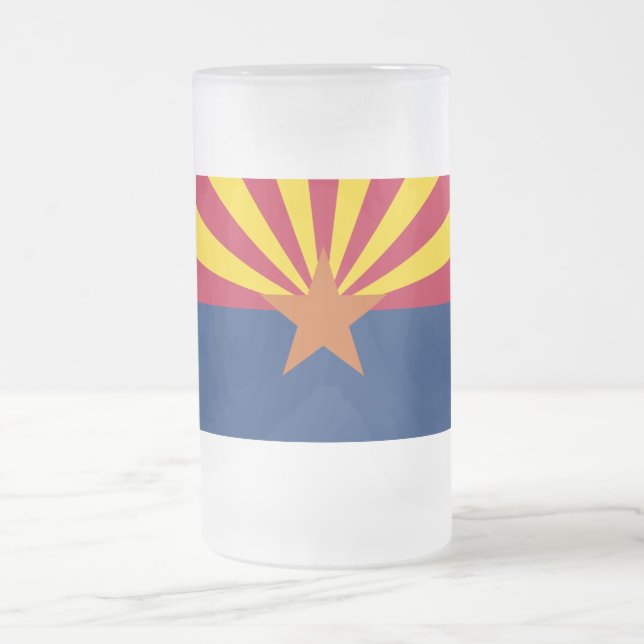Taza De Cristal Esmerilado Bandera de Arizona: Poniendo a Star Sun, el Estado (Centro)