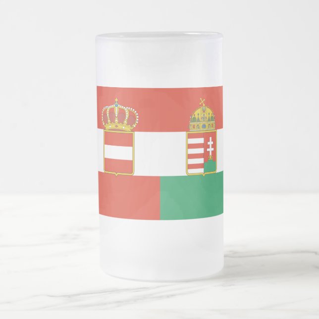 Taza De Cristal Esmerilado Bandera de Austria-Hungría (1869-1918) (Centro)