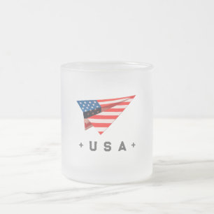 Taza De Cristal Esmerilado Bandera de avión de papel de EE. UU.