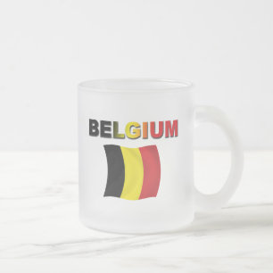 Taza De Cristal Esmerilado Bandera de Bélgica