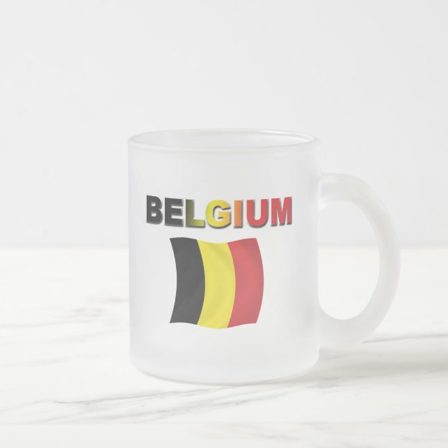 Taza De Cristal Esmerilado Bandera de Bélgica (Derecha)