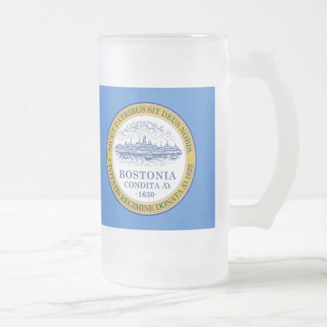 Taza De Cristal Esmerilado Bandera de Boston, Massachusetts Frosted Glass Bee (Derecha)