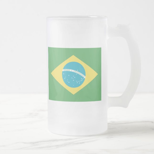 Taza De Cristal Esmerilado Bandera de Brasil Mug (Derecha)