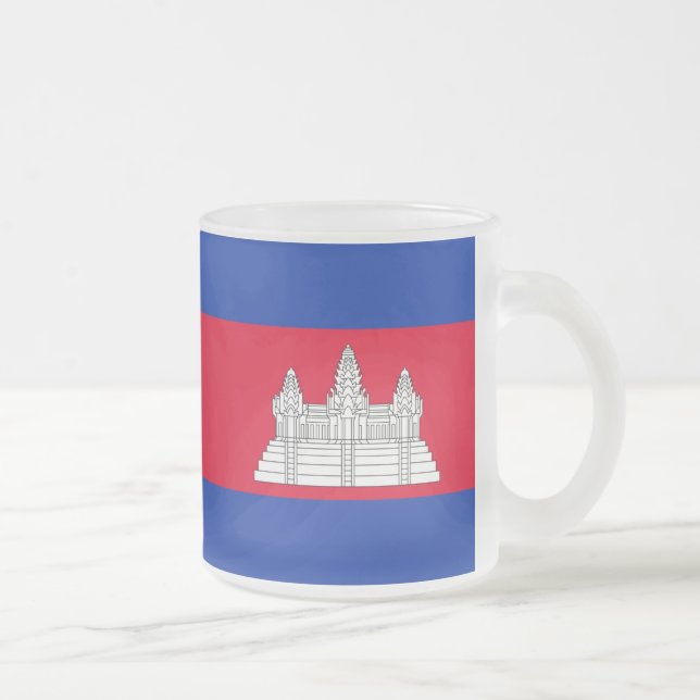 Taza De Cristal Esmerilado Bandera de Camboya (Derecha)