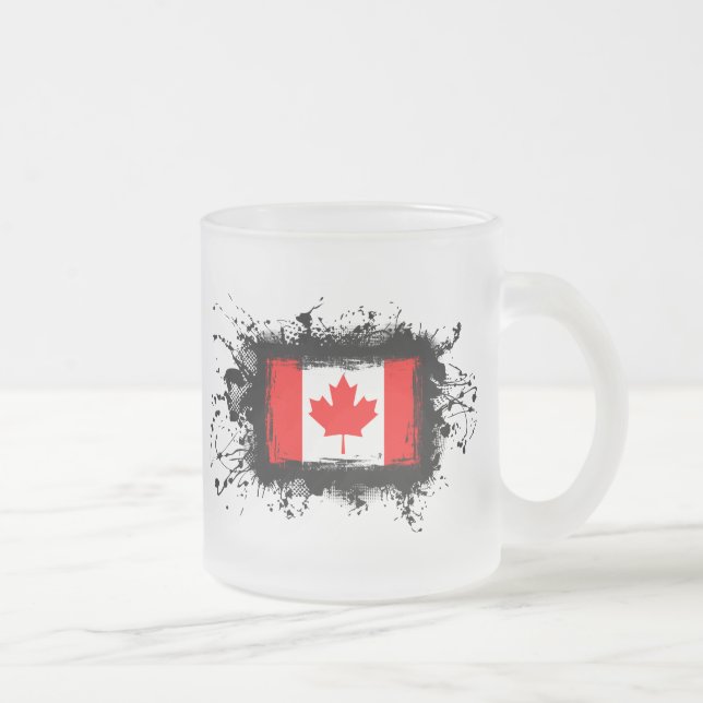 Taza De Cristal Esmerilado Bandera de Canadá (Derecha)