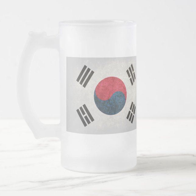 Taza De Cristal Esmerilado Bandera de Corea del Sur; (Izquierda)