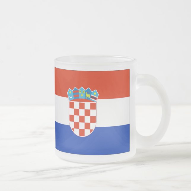 Taza De Cristal Esmerilado Bandera de Croacia (Derecha)