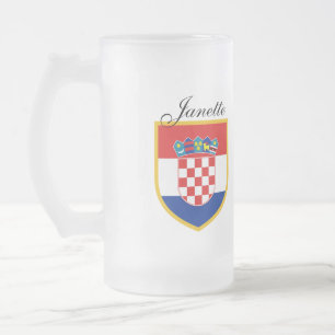 Taza De Cristal Esmerilado Bandera de Croacia personalizada