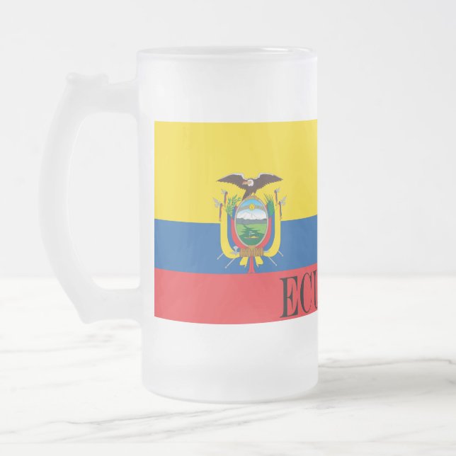 Taza De Cristal Esmerilado Bandera de Ecuador (Izquierda)