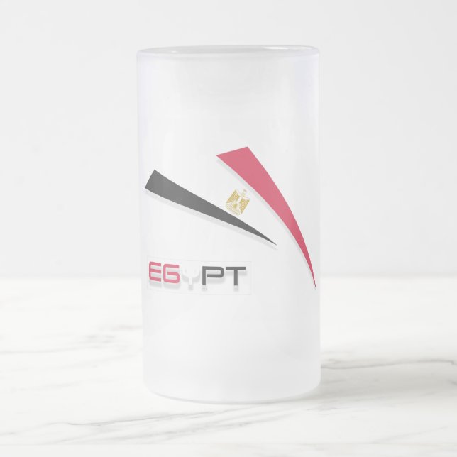 Taza De Cristal Esmerilado Bandera de Egipto (Centro)