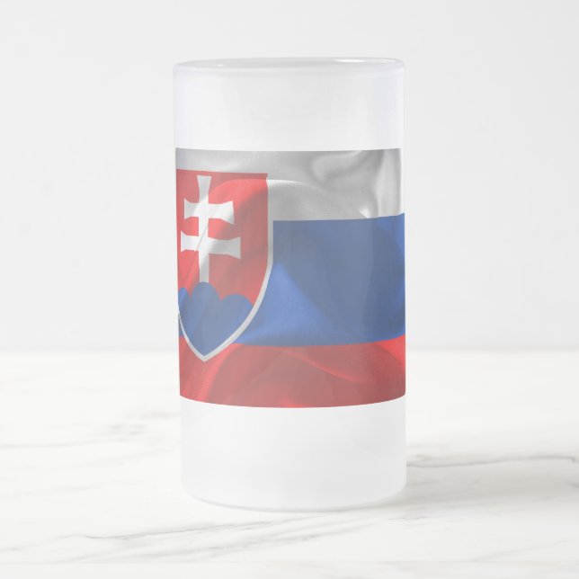 Taza De Cristal Esmerilado Bandera de Eslovaquia (Centro)