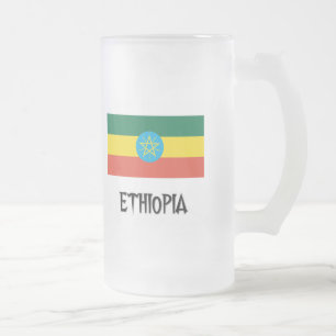 Taza De Cristal Esmerilado Bandera de Etiopía