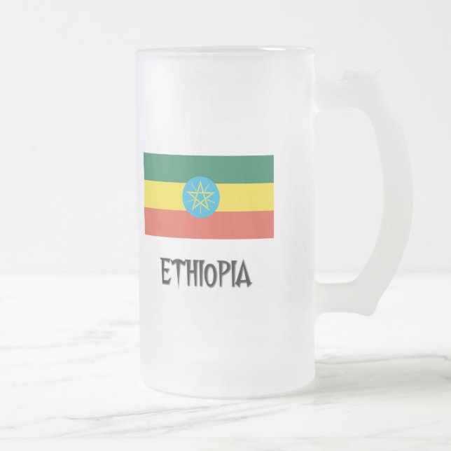 Taza De Cristal Esmerilado Bandera de Etiopía (Derecha)