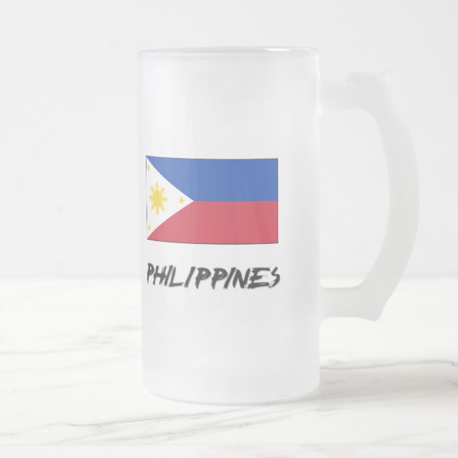Taza De Cristal Esmerilado Bandera de Filipinas (Derecha)