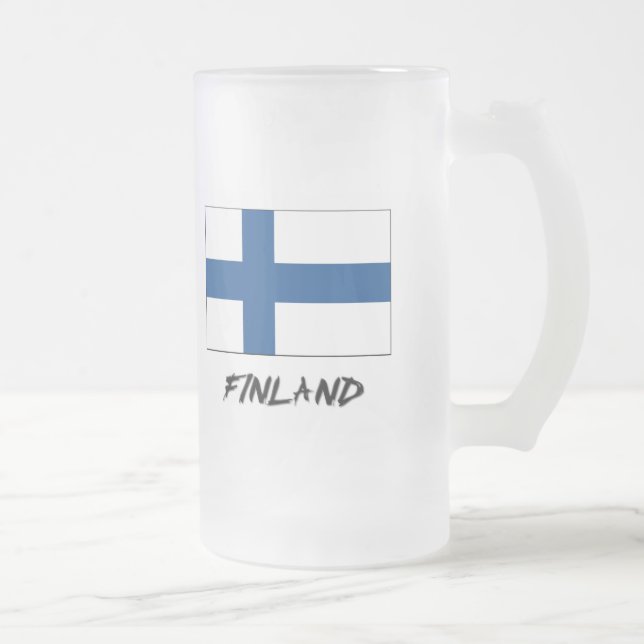 Taza De Cristal Esmerilado Bandera de Finlandia (Derecha)