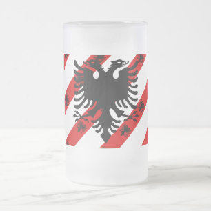 Taza De Cristal Esmerilado Bandera de franjas albanesas