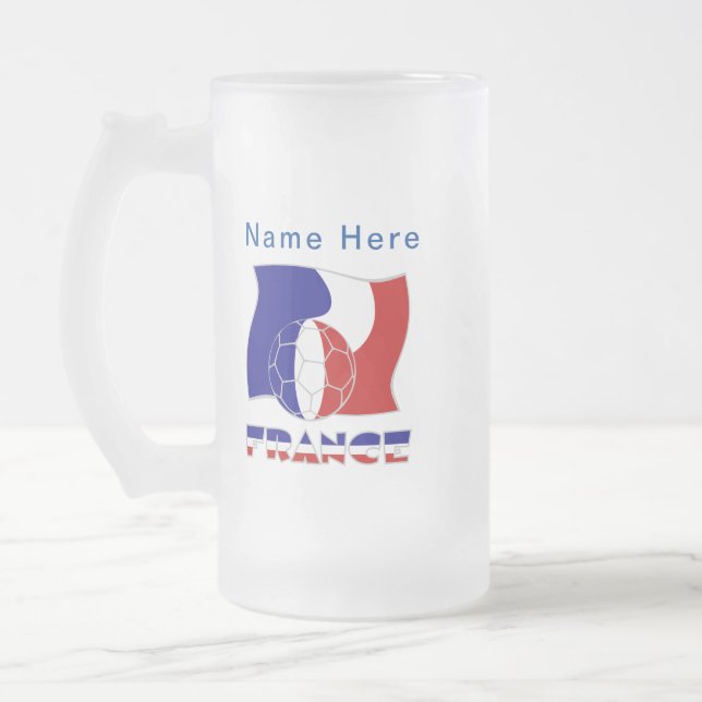 Taza De Cristal Esmerilado Bandera de fútbol francesa personalizada (Izquierda)