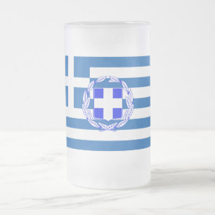 Taza De Cristal Esmerilado Bandera de Grecia