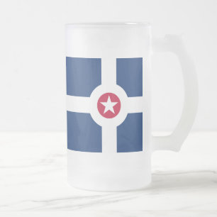 Taza De Cristal Esmerilado Bandera de Indianapolis, Indiana Vidrio helado Cer