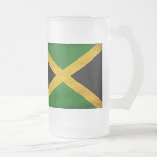 Taza De Cristal Esmerilado Bandera de Jamaica