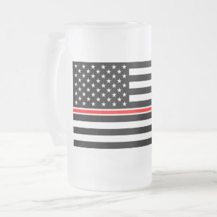 Taza De Cristal Esmerilado Bandera de la delgada línea roja: Memorial a los h