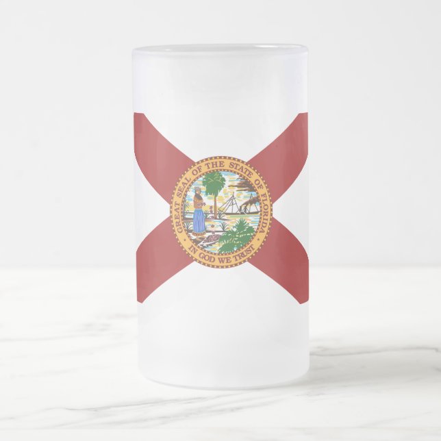 Taza De Cristal Esmerilado Bandera de la Florida (Centro)