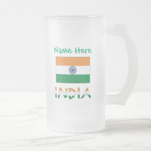 Taza De Cristal Esmerilado Bandera de la India personalizada