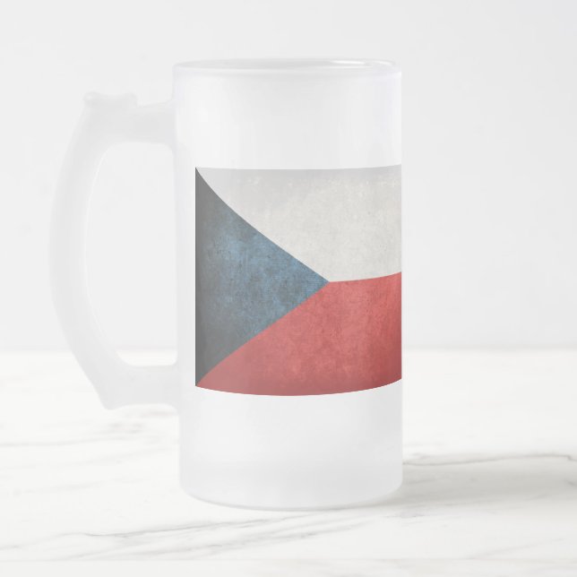 Taza De Cristal Esmerilado Bandera de la República Checa; (Izquierda)