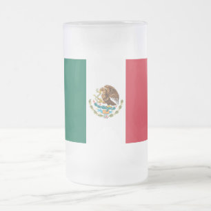 Taza De Cristal Esmerilado Bandera de la República Mexicana