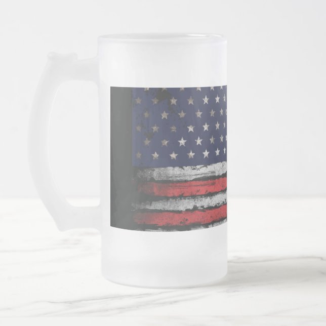 Taza De Cristal Esmerilado Bandera de los Estados Unidos (Izquierda)