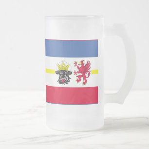 Taza De Cristal Esmerilado Bandera de Mecklemburgo-Pomerania Occidental