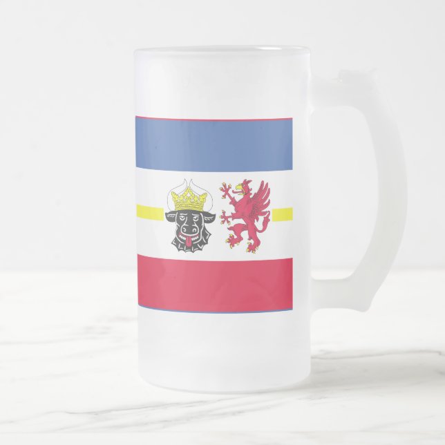 Taza De Cristal Esmerilado Bandera de Mecklemburgo-Pomerania Occidental (Derecha)