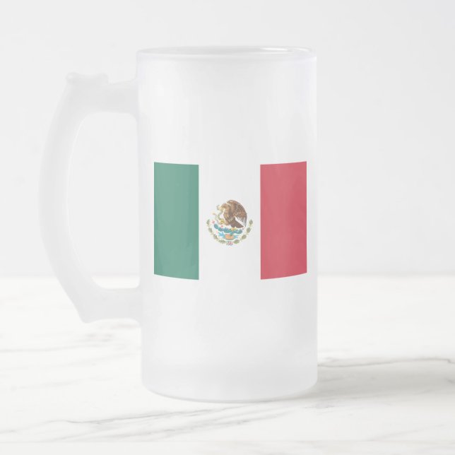 Taza De Cristal Esmerilado Bandera de México - Bandera mexicana (Izquierda)