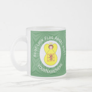 Taza De Cristal Esmerilado Bandera de Navidad personalizada del Ángel León Es
