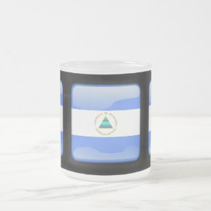 Taza De Cristal Esmerilado Bandera de Nicaragua