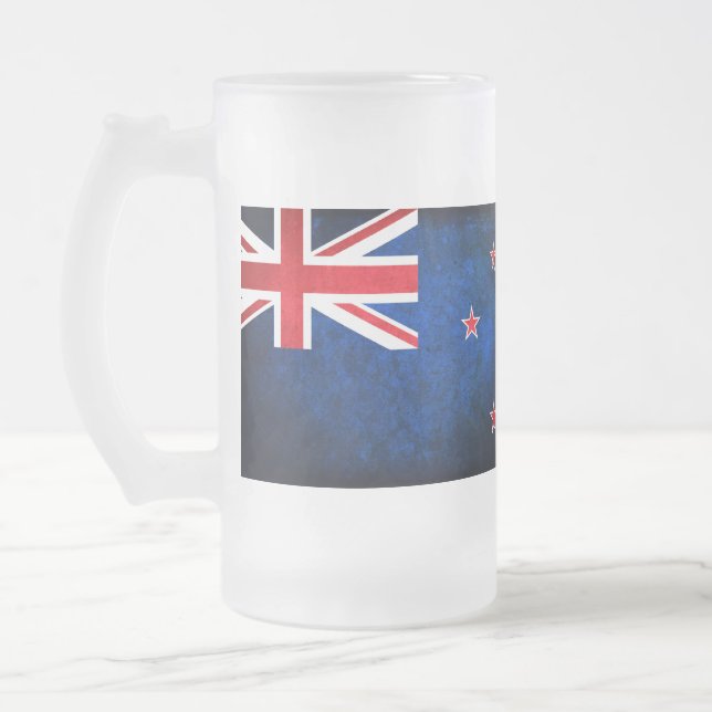 Taza De Cristal Esmerilado Bandera de Nueva Zelandia; (Izquierda)