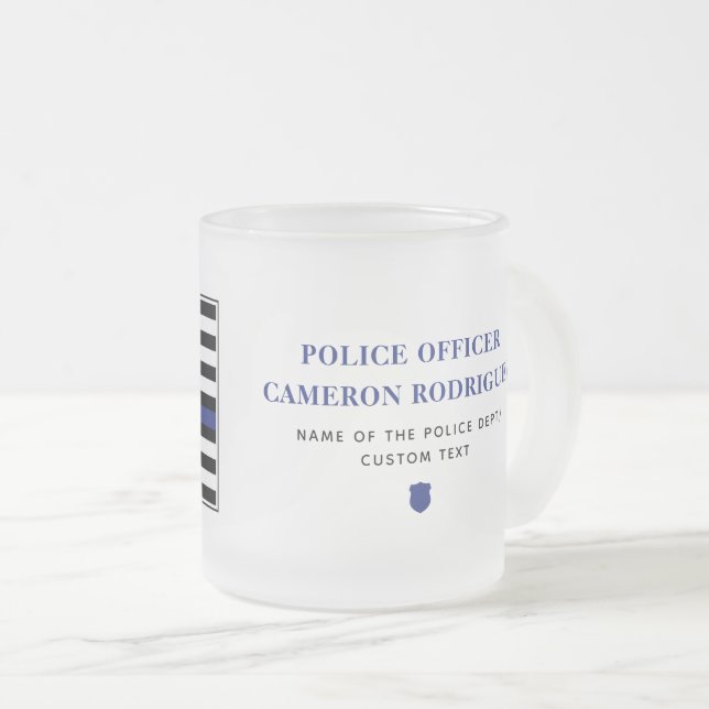 Taza De Cristal Esmerilado Bandera de oficial de policía de la Línea Azul del (Anverso derecho)