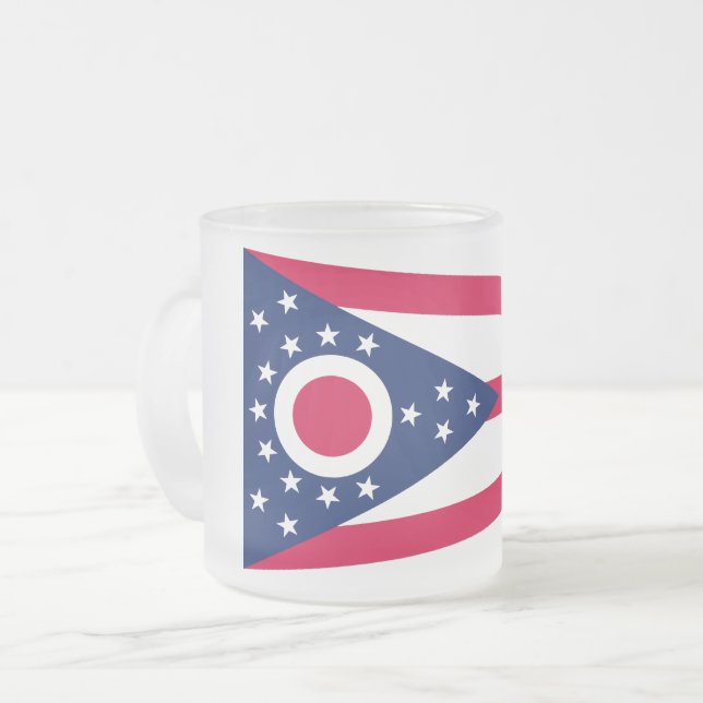 Taza De Cristal Esmerilado Bandera de Ohio: El cartel del estado de Buckeye (Anverso izquierdo)