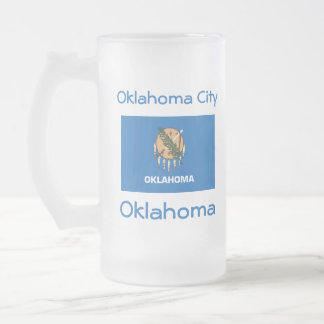 Taza De Cristal Esmerilado Bandera de Oklahoma Mapa Ciudad Mug