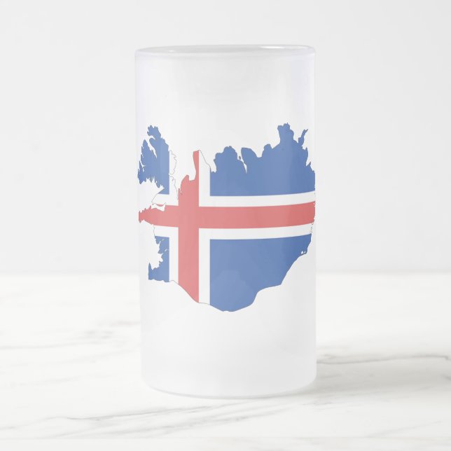 Taza De Cristal Esmerilado Bandera de país de Islandia (Centro)
