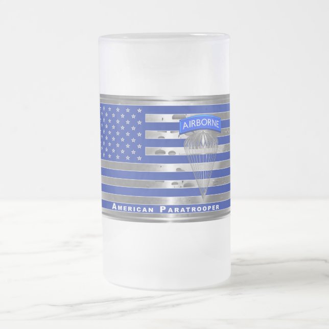 Taza De Cristal Esmerilado Bandera de paracaidistas estadounidenses de diseño (Centro)
