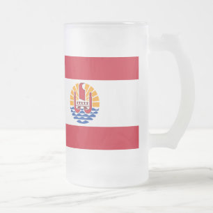 Taza De Cristal Esmerilado Bandera de Polinesia francesa