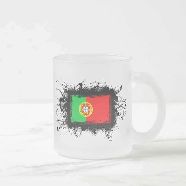Taza De Cristal Esmerilado Bandera de Portugal (Derecha)
