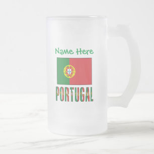 Taza De Cristal Esmerilado Bandera de Portugal Personalizada Patrimonio