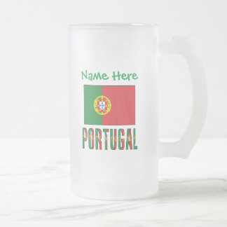 Taza De Cristal Esmerilado Bandera de Portugal Personalizada Patrimonio