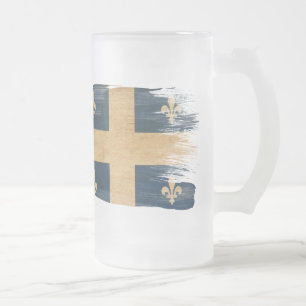 Taza De Cristal Esmerilado Bandera de Quebec