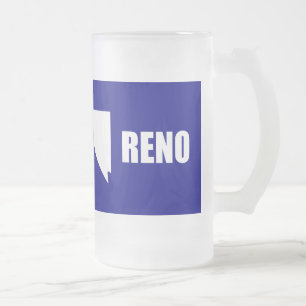 Taza De Cristal Esmerilado Bandera de Reno, Nevada Frosted Glass Mug